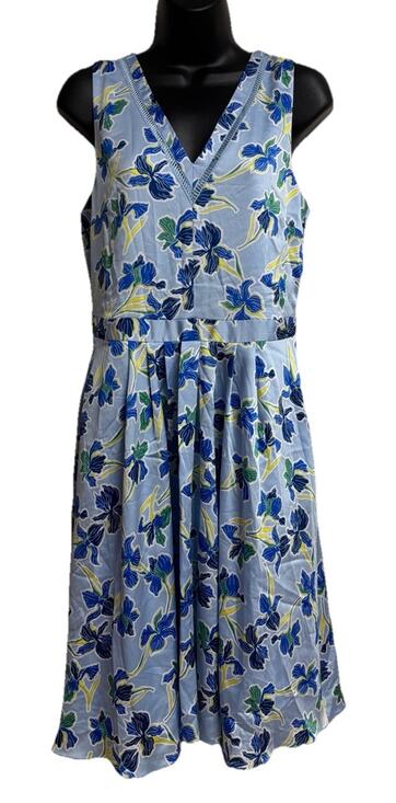 Banana Republic Dresses & Skirts - Banana Republic Dress Womens Size 8 Blue Floral Fit Flare Sleeveless V-Neck EUC